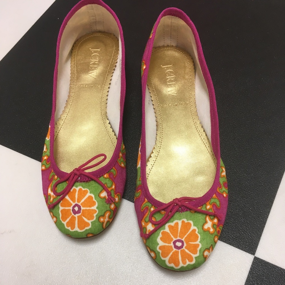 J.Crew Clea Printed-Fabric Ballet Flats New